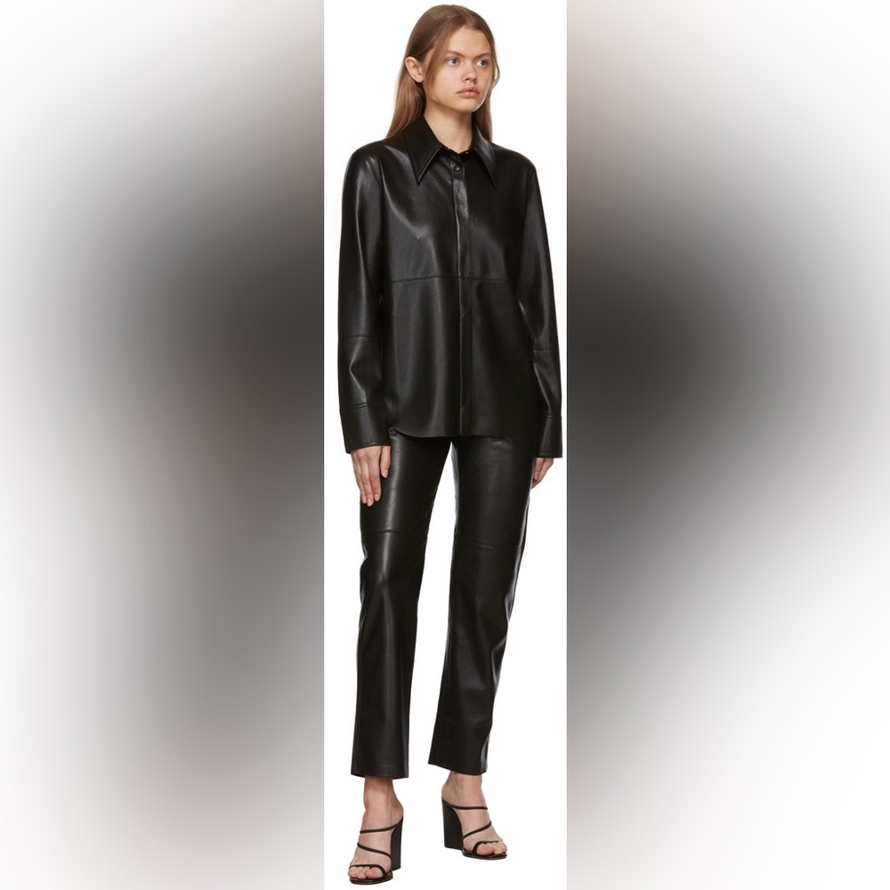 Nanushka Vinny Pant in Black Vegan Leather ASO Kourtney Kardashian